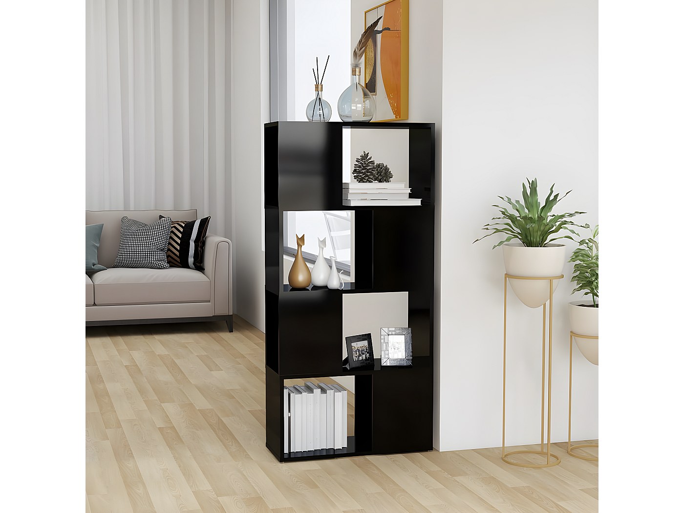 Bibliothèque étagère En Escalier Vicco – 9 Compartiments – Coloris Anthracite