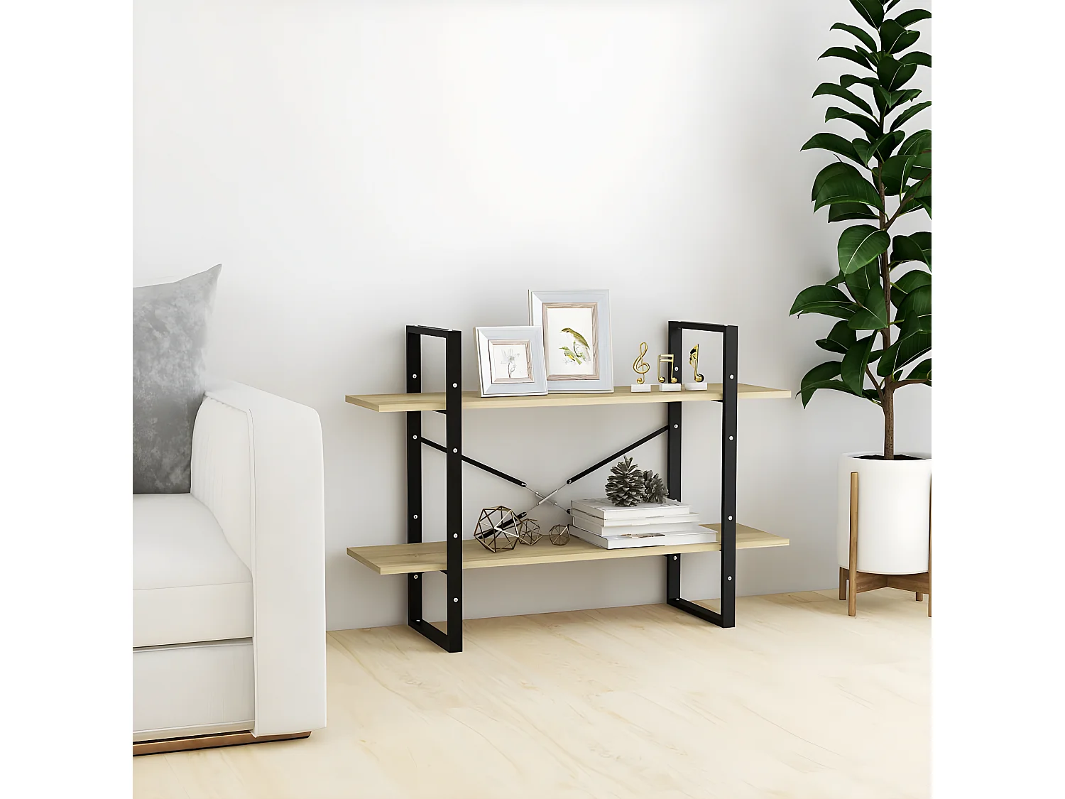 Bibliothèque à 2 niveaux Chêne sonoma 100x30x70 cm Aggloméré