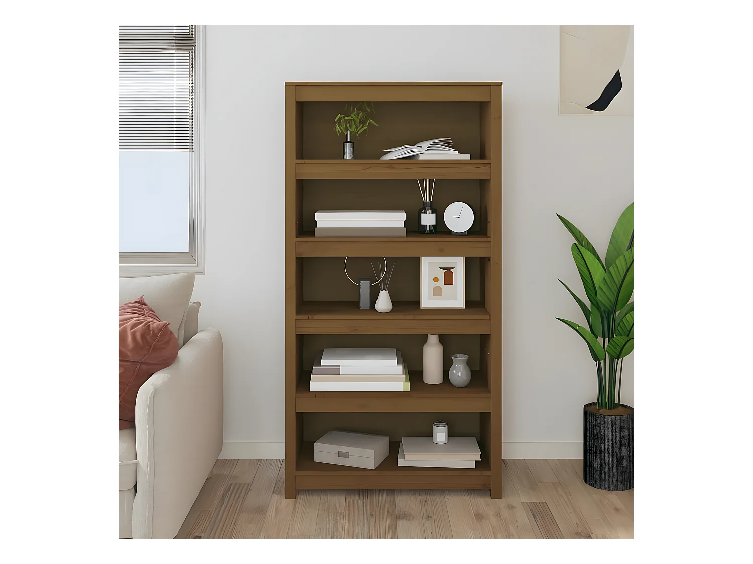 Bibliothèque Marron miel 80x35x154 cm Bois de pin massif