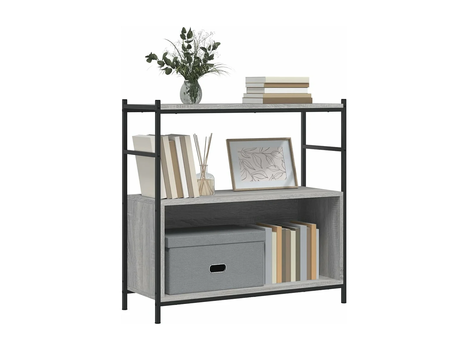 Bibliothèque sonoma gris 80x30x78,5 cm bois d'ingénierie et fer