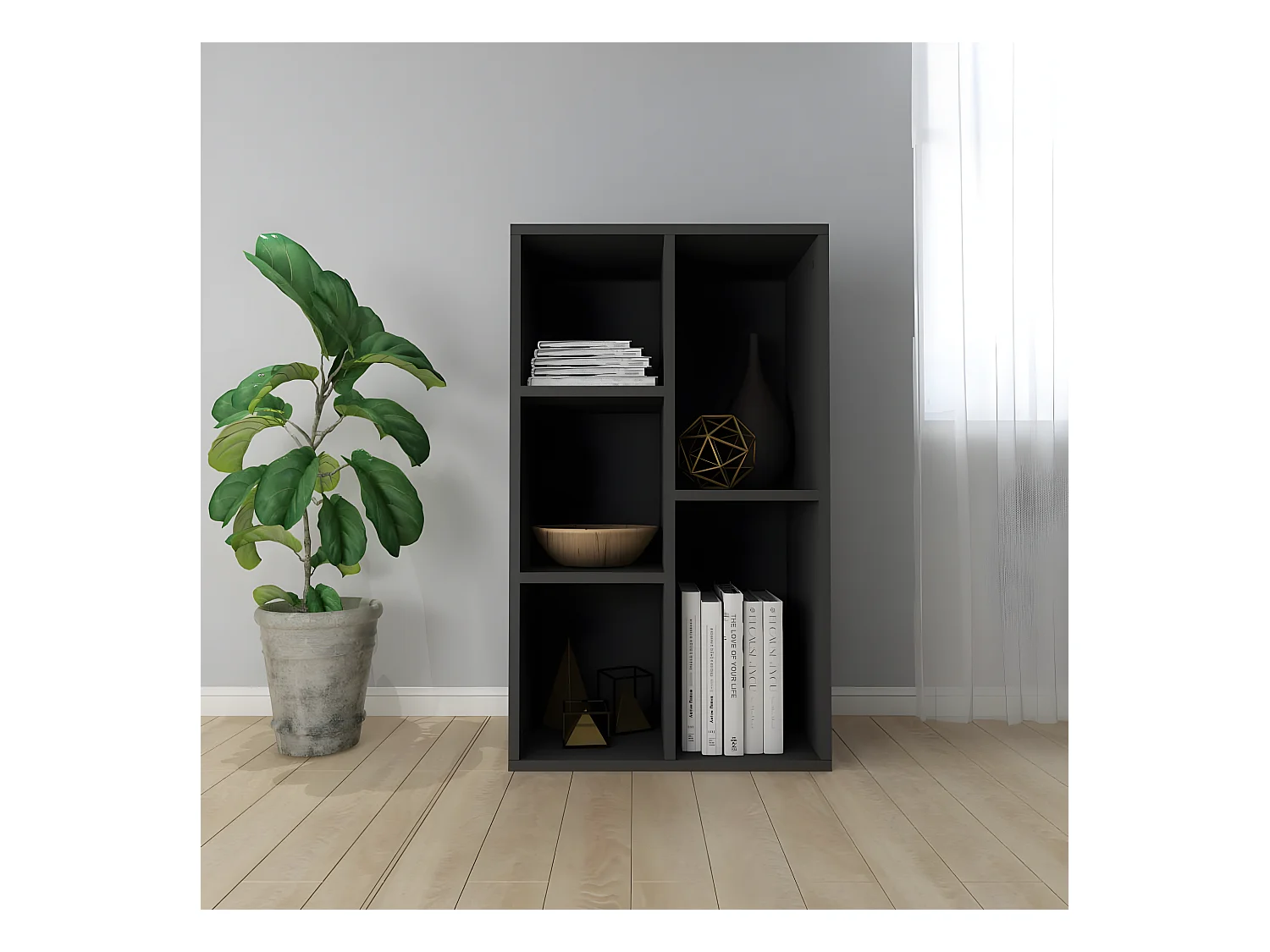 Bibliothèque/Buffet Noir 50x25x80 cm Aggloméré