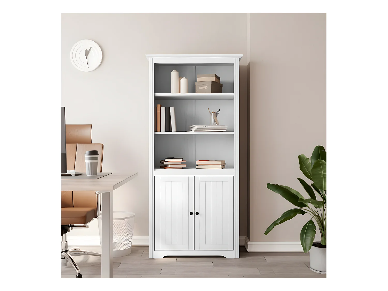Librería BODO madera maciza de pino blanco 80x40x172 cm