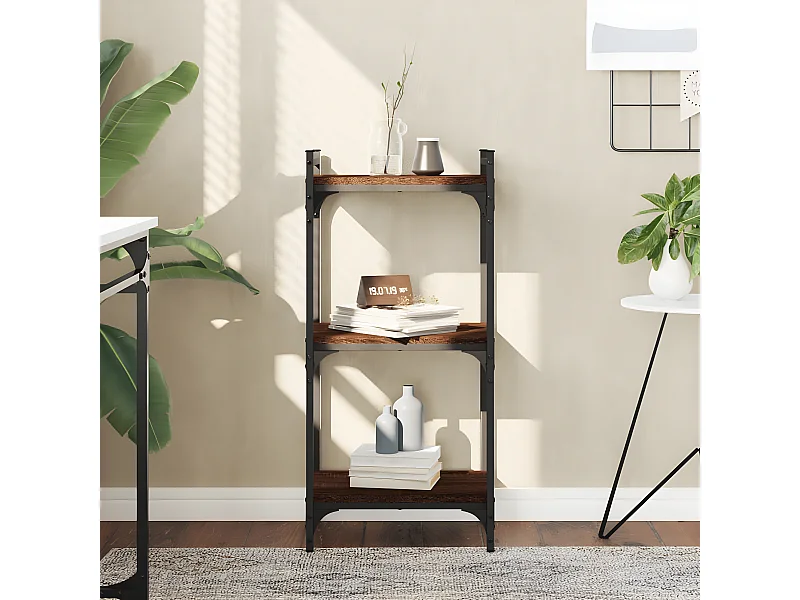 Librería 3 estantes madera ingeniería roble marrón 40x30x86 cm