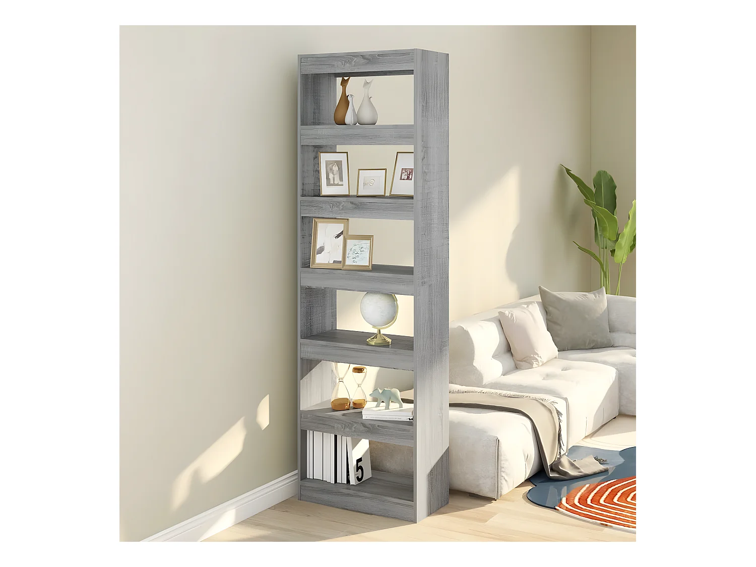 Bibliothèque/Séparateur de pièce Sonoma gris 60x30x198 cm
