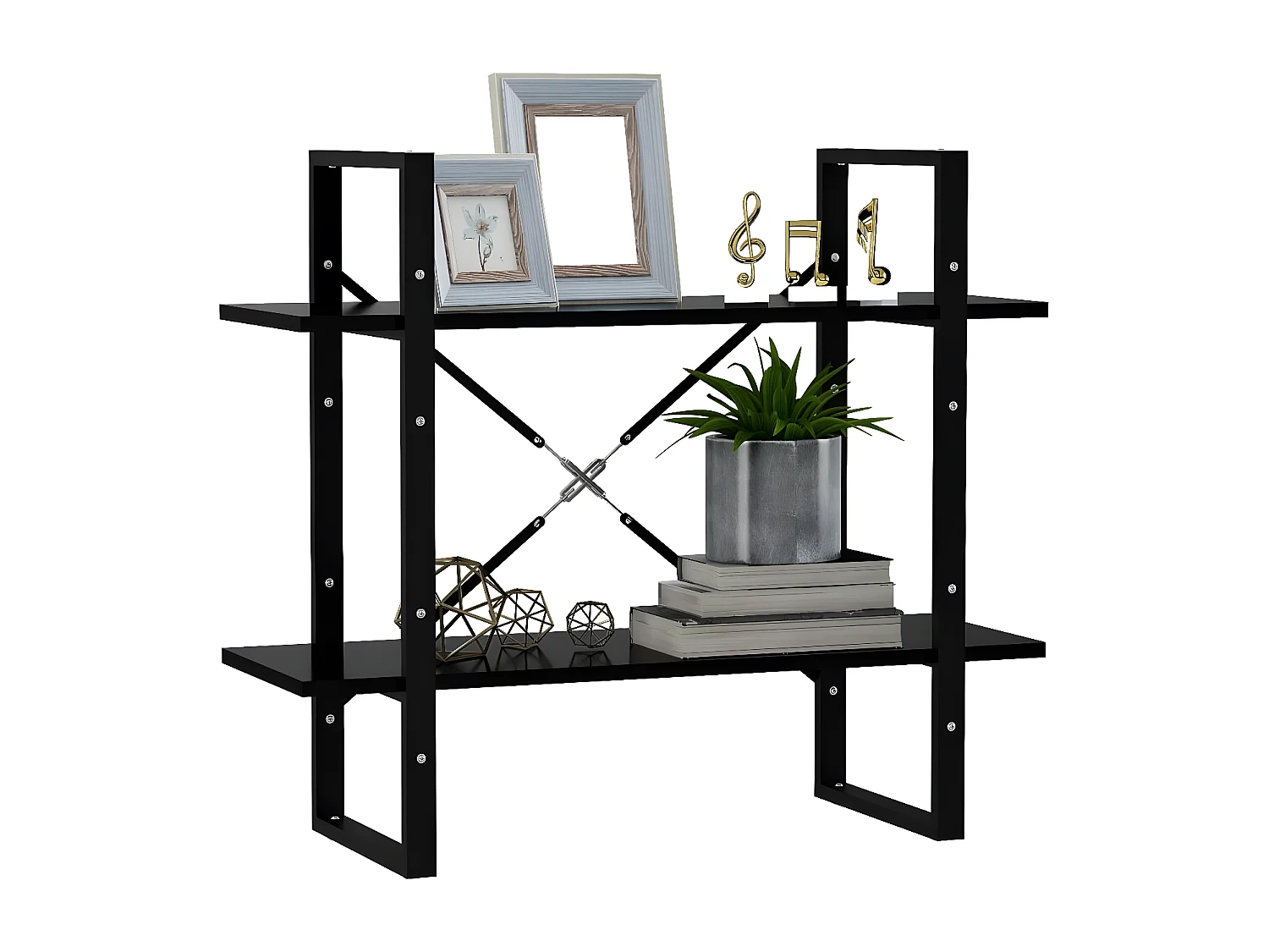 Bibliothèque à 2 niveaux Noir 80x30x70 cm Aggloméré