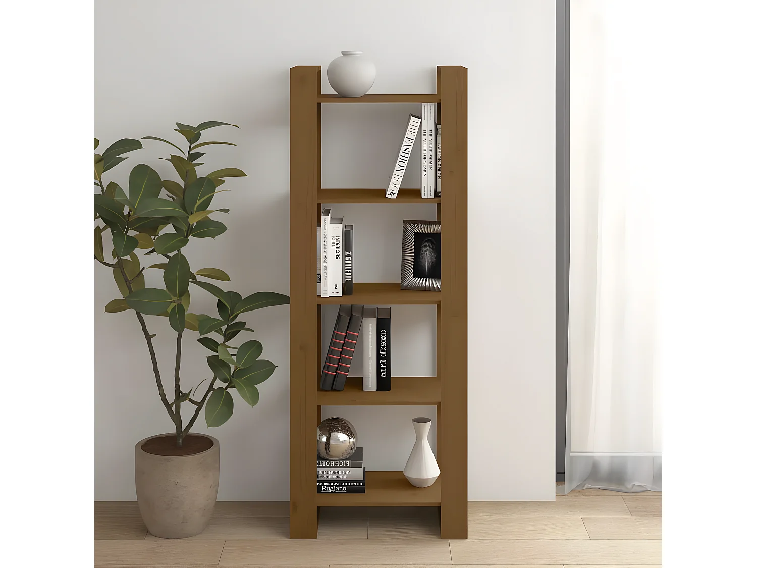 Boekenkast/kamerscherm 60x35x160 cm massief hout honingbruin