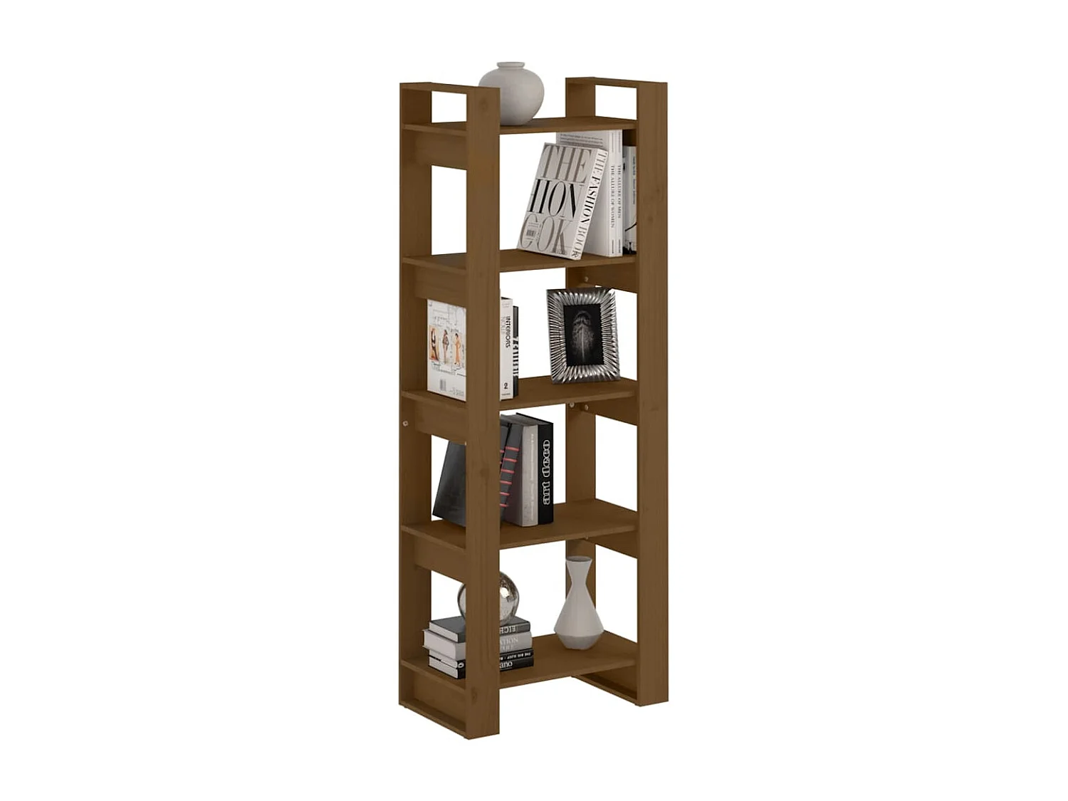 Boekenkast/kamerscherm 60x35x160 cm massief hout honingbruin