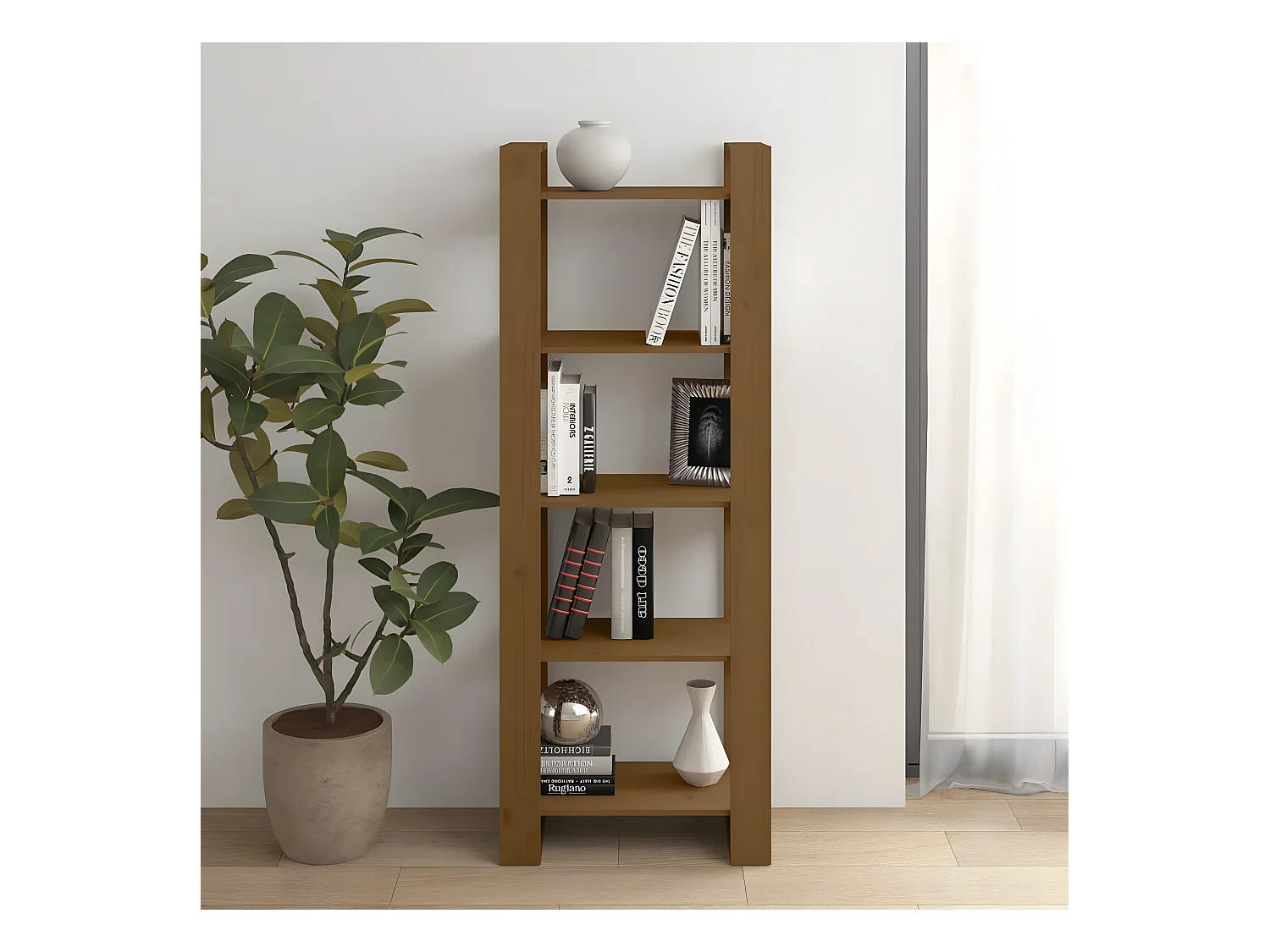 Bibliothèque/Cloison Marron miel 60x35x160 cm Bois massif