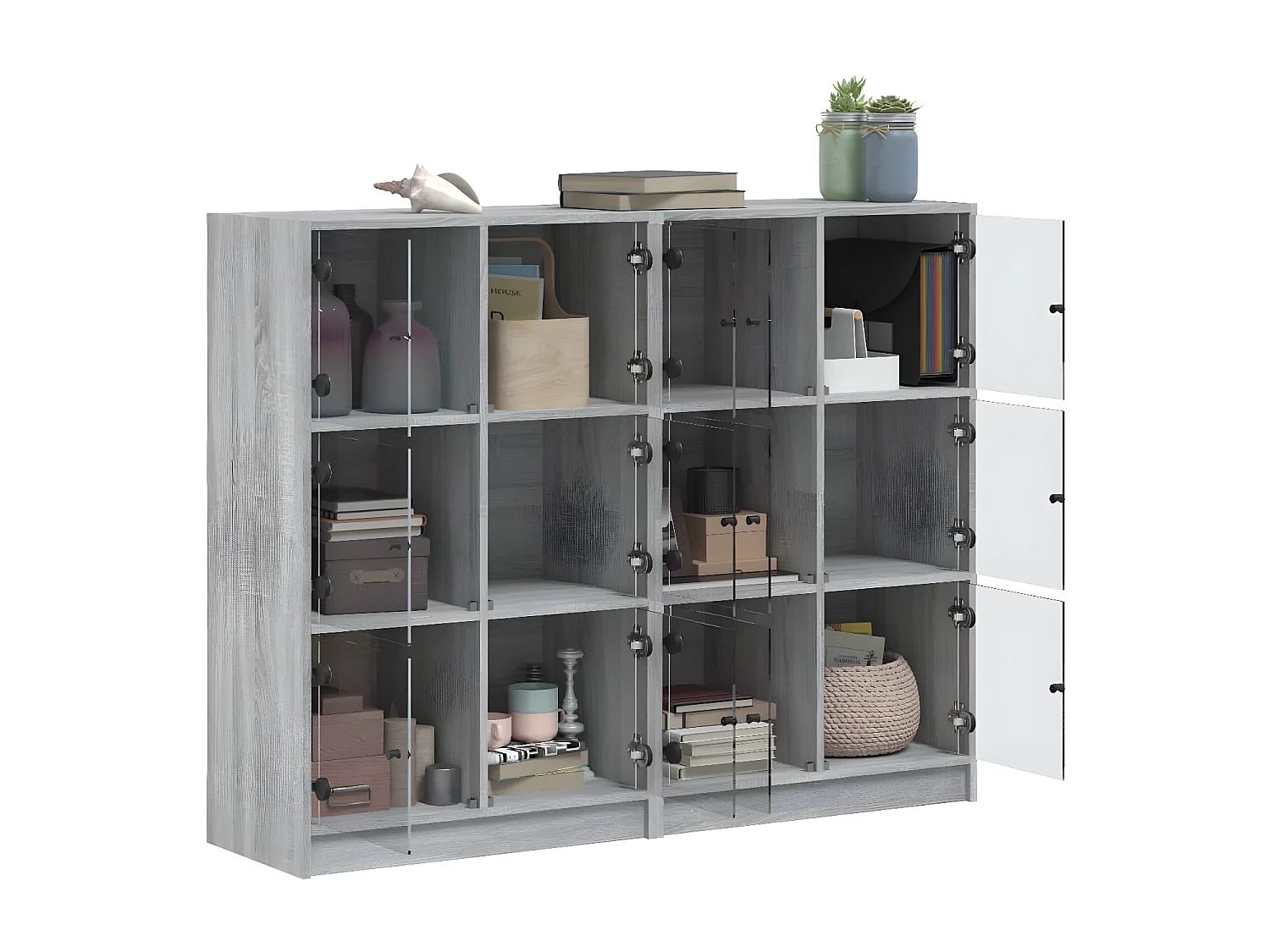 Estantería con puertas madera gris Sonoma 136x37x109 cm