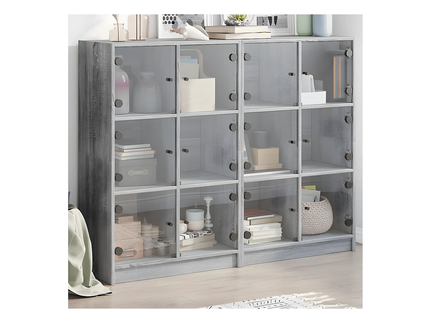 Bibliothèque avec portes sonoma gris 136x37x109 cm