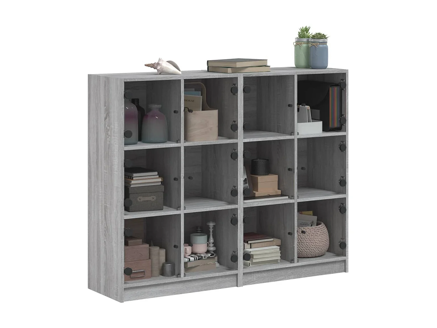 Bibliothèque avec portes sonoma gris 136x37x109 cm