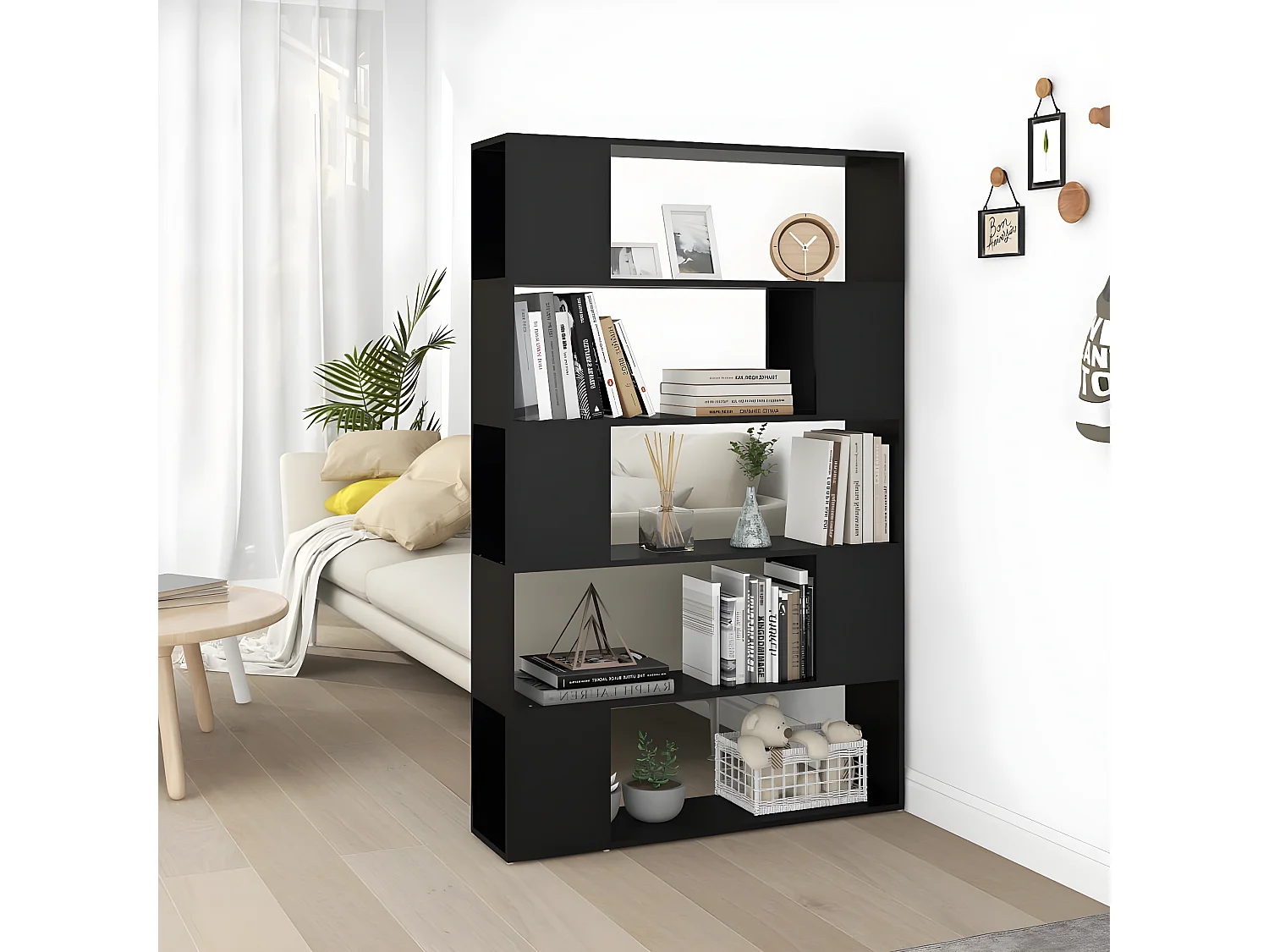 Bibliothèque Séparateur de pièce Noir 100x24x155 cm Aggloméré