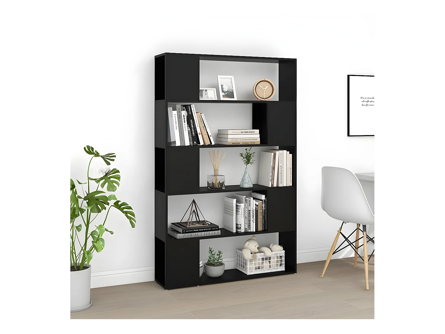 Bibliothèque Séparateur de pièce Noir 100x24x155 cm Aggloméré
