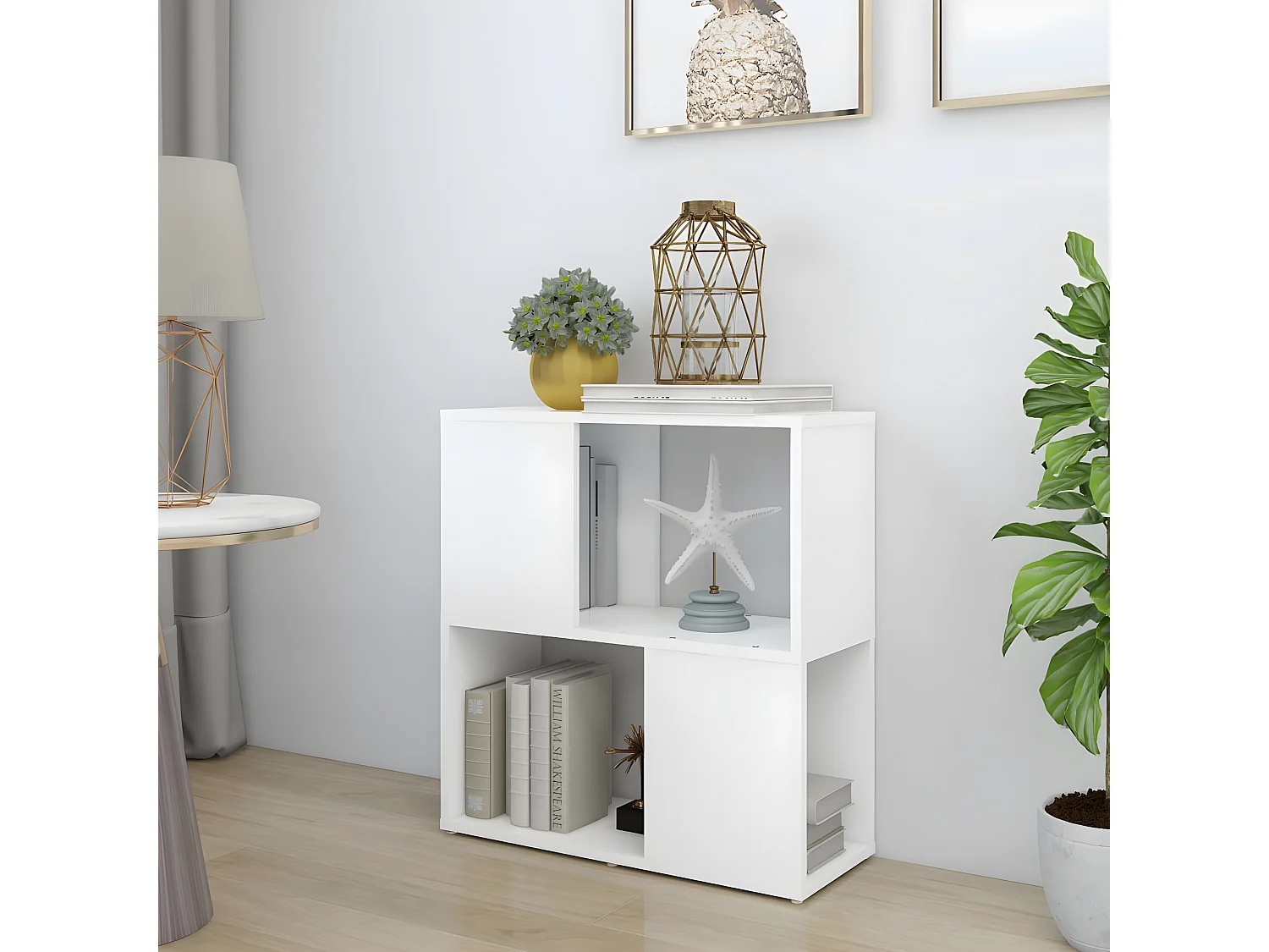 Bibliothèque Blanc 60x24x63 cm Aggloméré