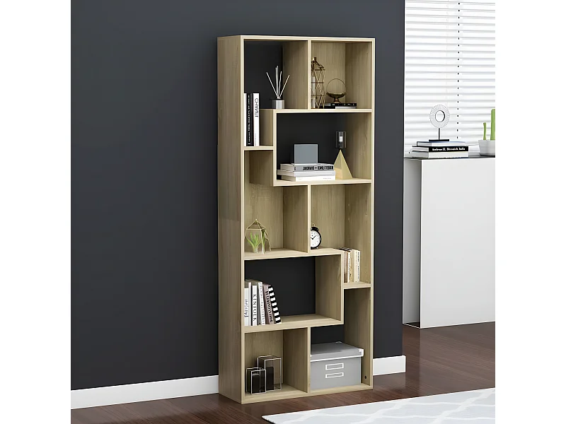 Boekenkast 67x24x161 cm bewerkt hout sonoma eikenkleurig