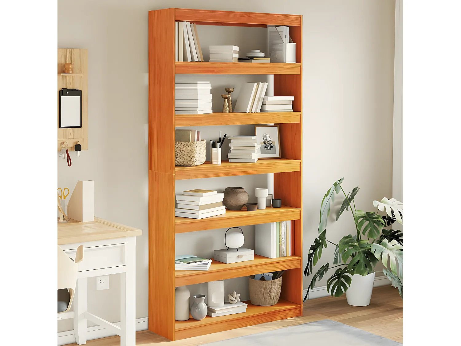 Estantería/divisor espacios madera maciza pino 100x30x199,5 cm