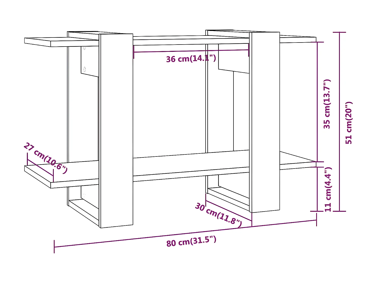 Boekenkast/kamerscherm 80x30x51 cm sonoma eikenkleurig