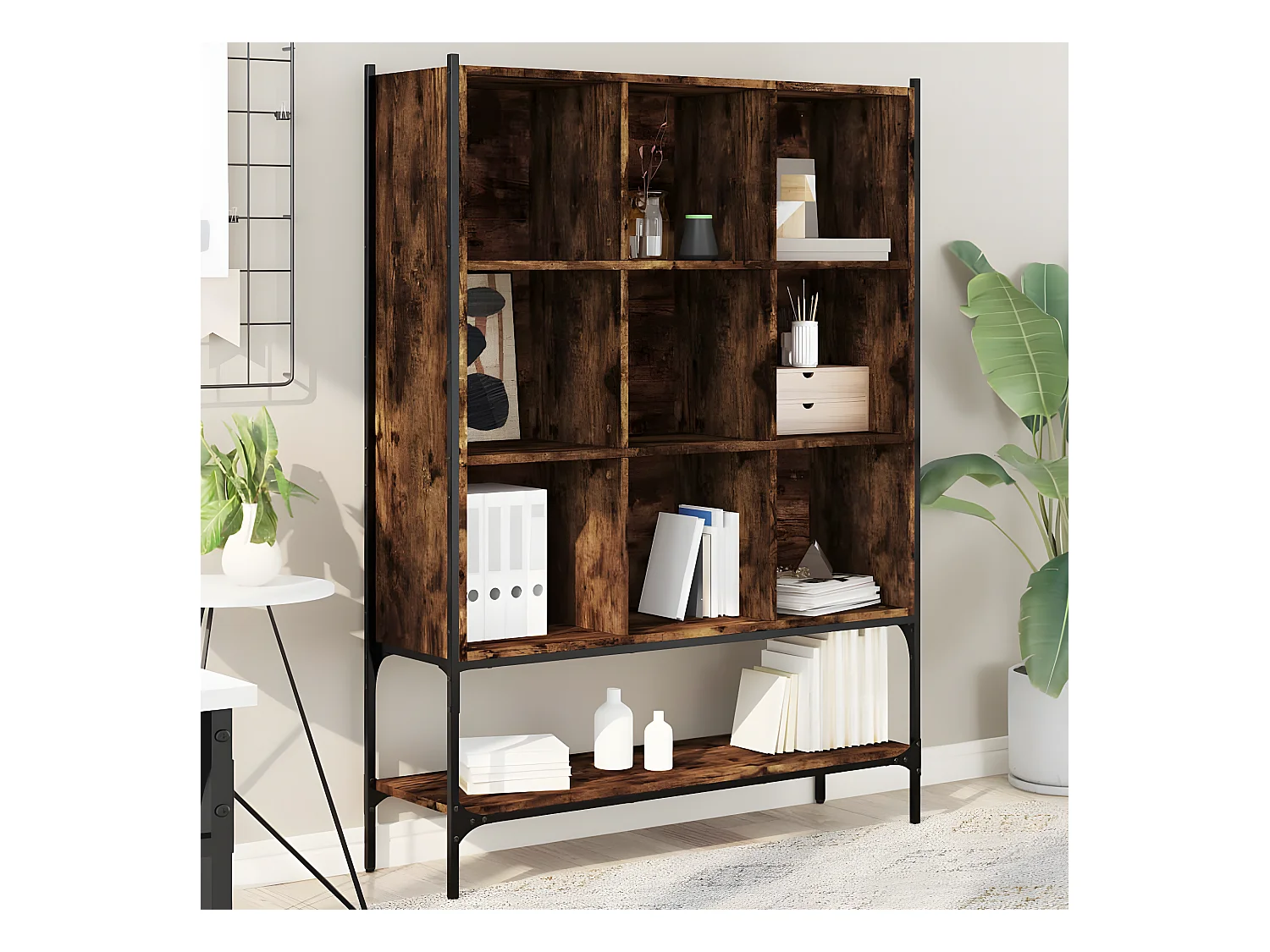 Bibliothèque chêne fumé 102x30x141,5 cm bois d'ingénierie