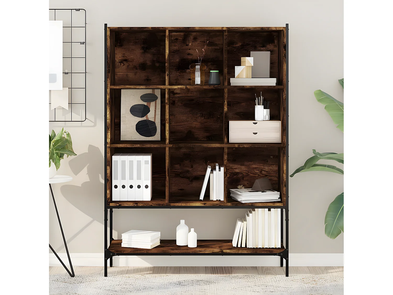 Bibliothèque chêne fumé 102x30x141,5 cm bois d'ingénierie