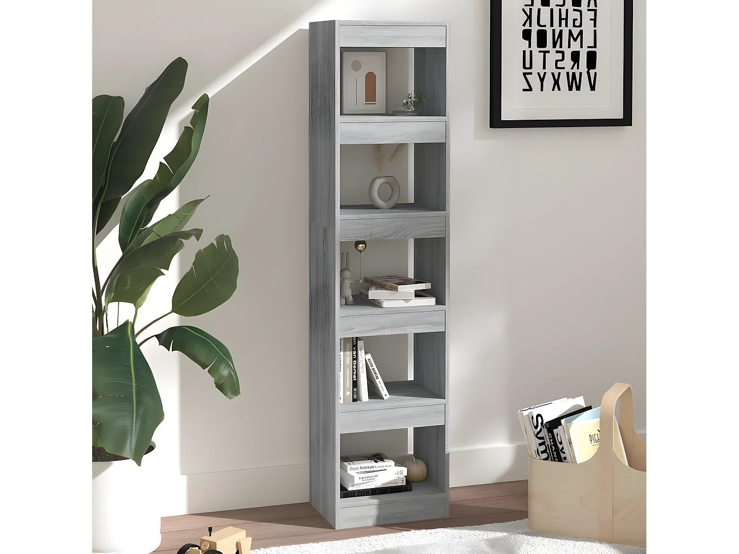 Boekenkast/kamerscherm 40x30x166 cm grijs sonoma eikenkleurig