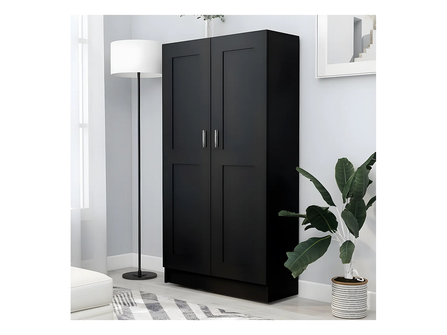 Bibliothèque Noir 82,5x30,5x150 cm Aggloméré