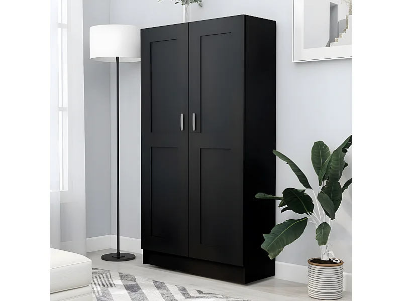 Bibliothèque Noir 82,5x30,5x150 cm Aggloméré