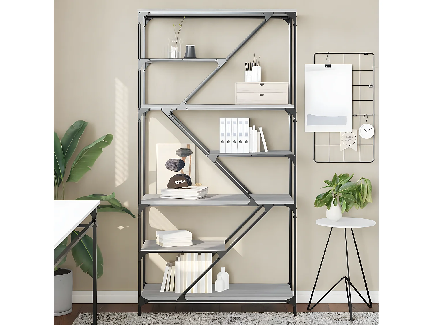 Bibliothèque sonoma gris 91x36x176cm bois d'ingénierie et acier