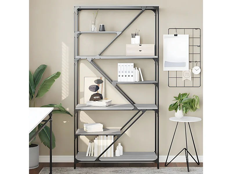 Bibliothèque sonoma gris 91x36x176cm bois d'ingénierie et acier