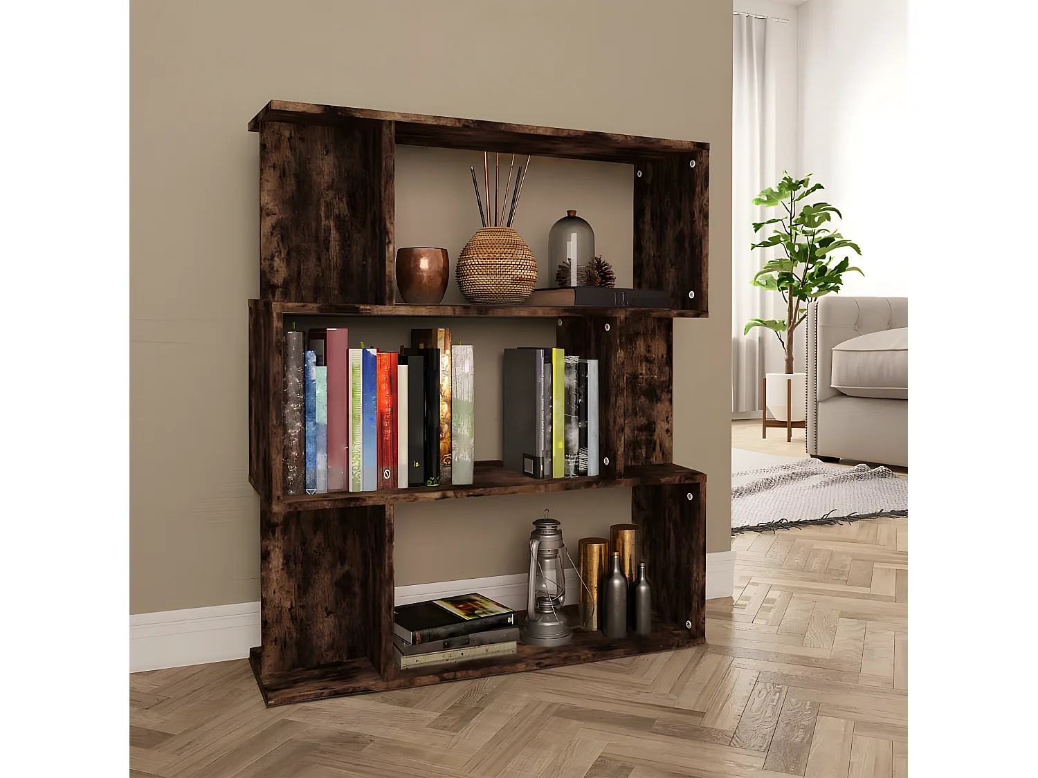 Bibliothèque/Cloison Chêne fumé 80x24x96 cm Bois d'ingénierie