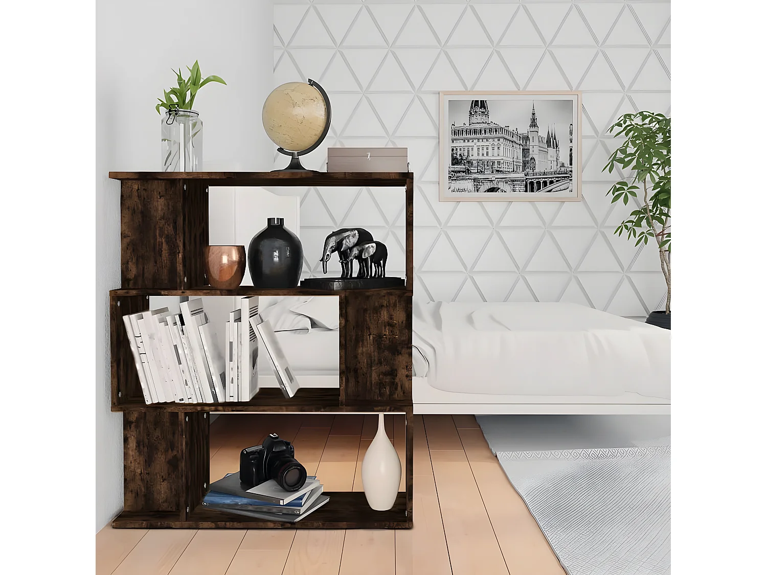 Estantería/Biombo madera aglomerada roble ahumado 80x24x96 cm