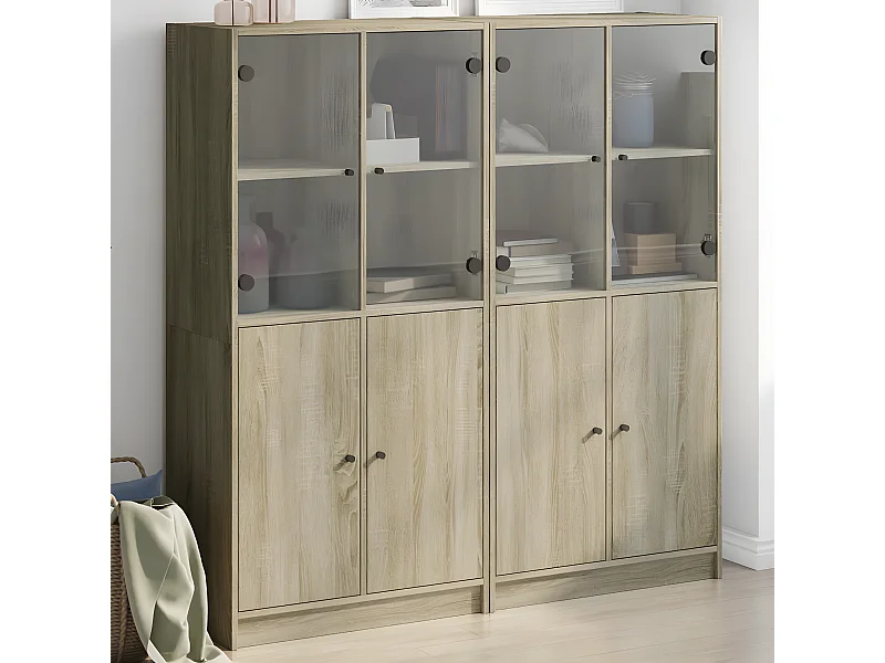 Bibliothèque avec portes chêne sonoma 136x37x142 cm