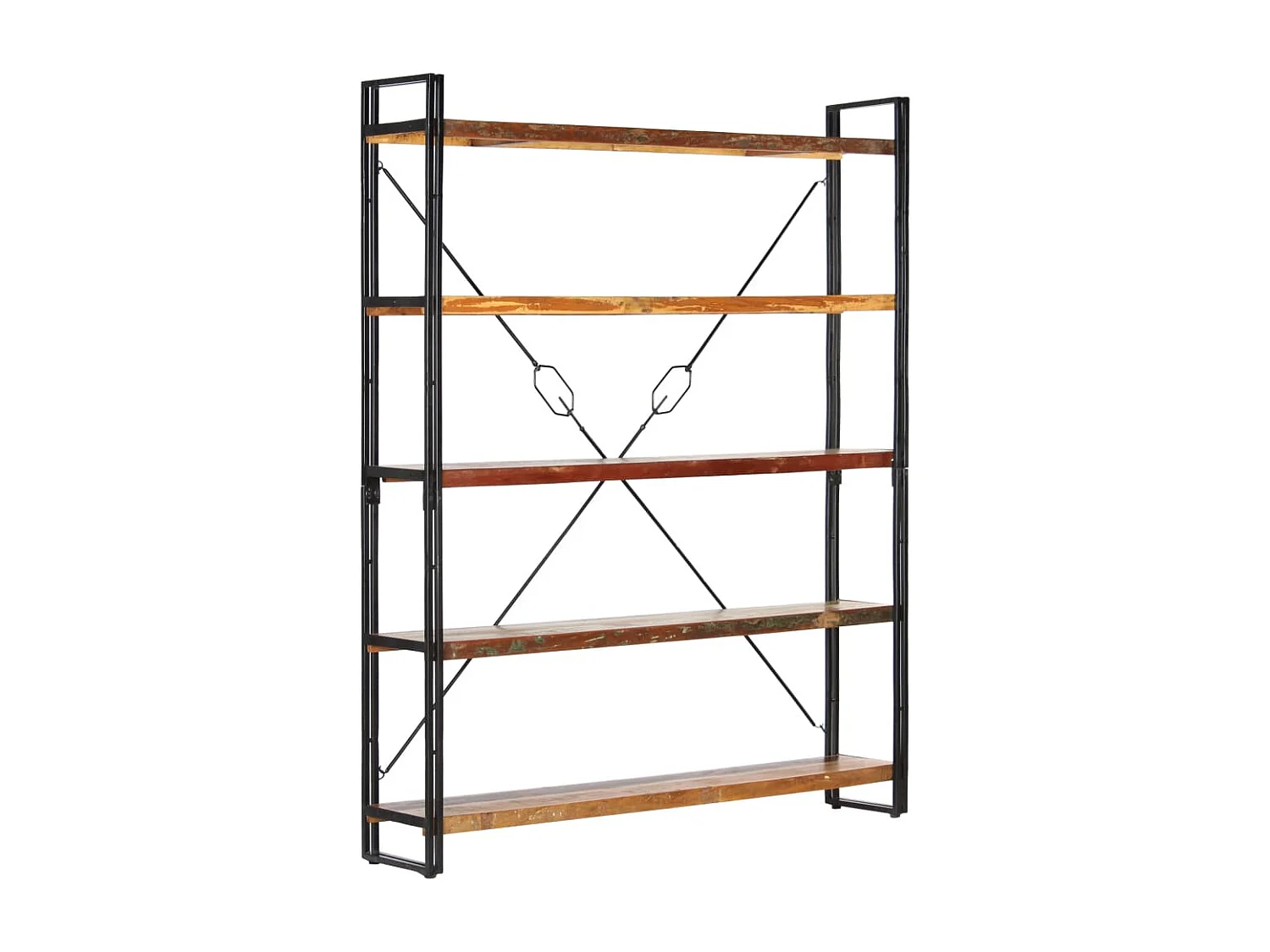 Bibliothèque 5 niveaux 140x30x180cm Bois solide de récupération