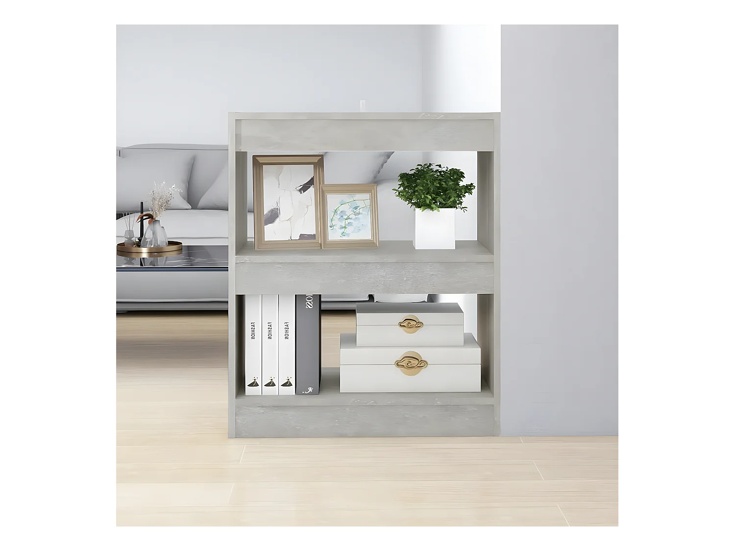 Bibliothèque/Séparateur de pièce Gris béton 60x30x72 cm