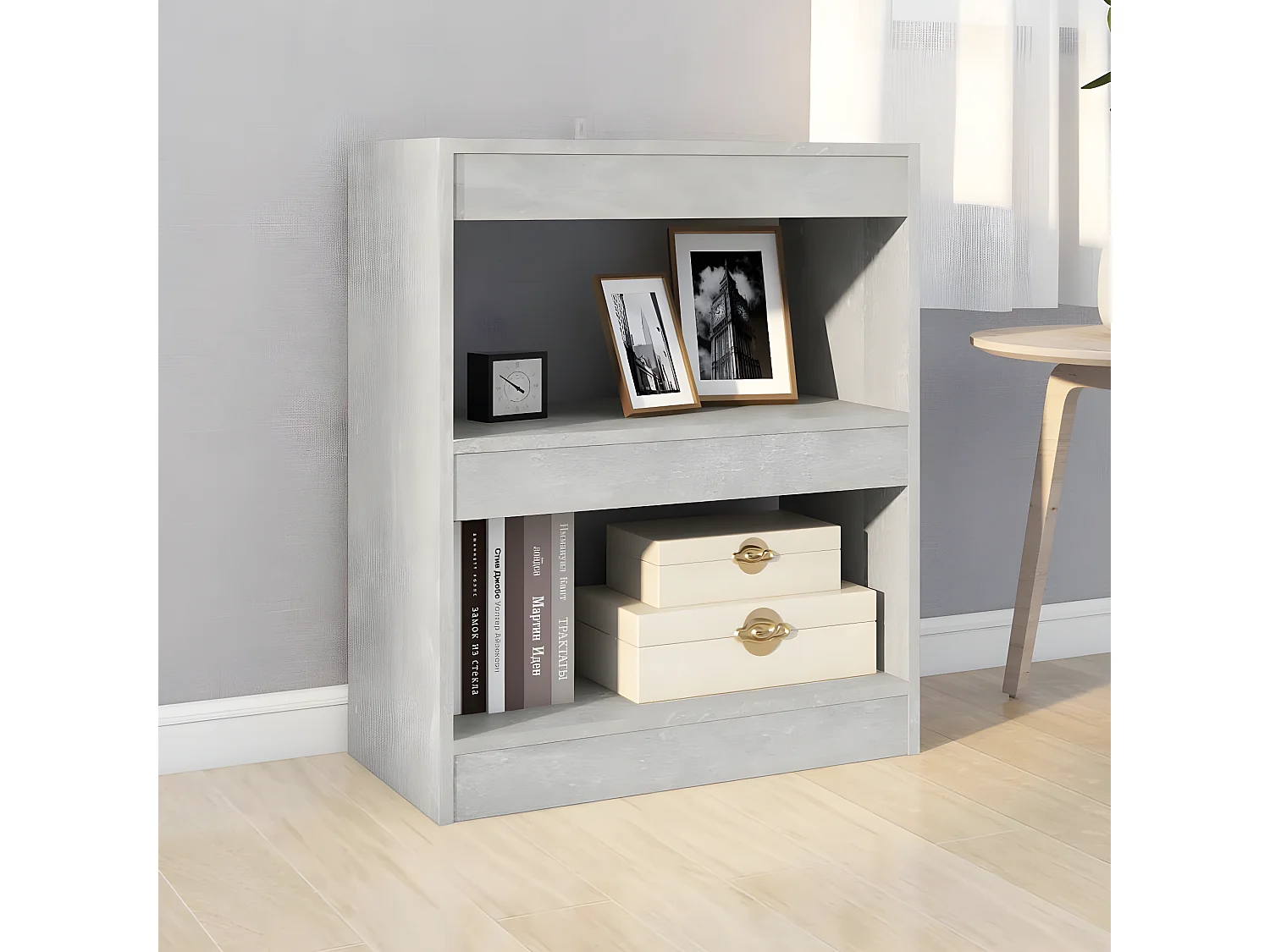 Bibliothèque/Séparateur de pièce Gris béton 60x30x72 cm