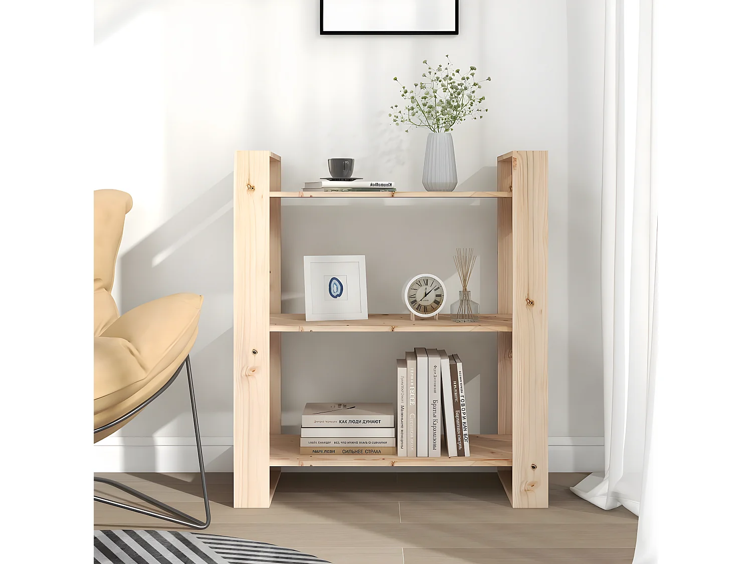 Boekenkast/kamerscherm 80x35x91 cm massief grenenhout