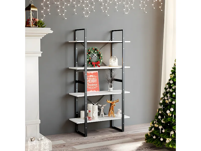 Bibliothèque à 4 niveaux Blanc 80x30x140 cm Aggloméré