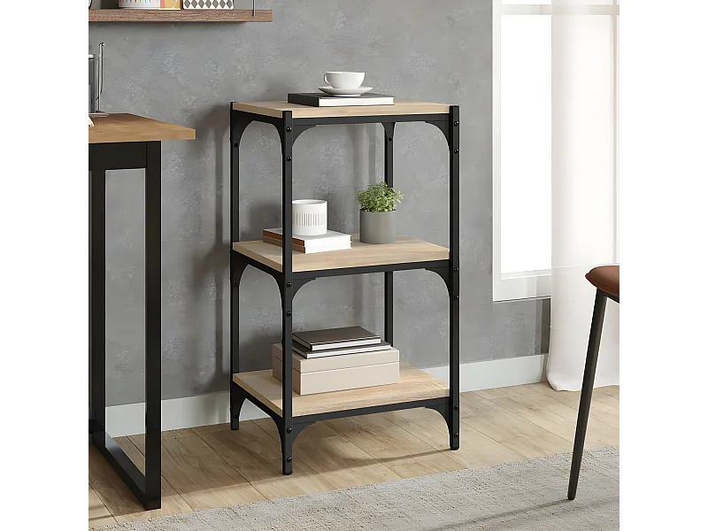 Estantería contrachapada y acero roble Sonoma 40x33x70,5 cm