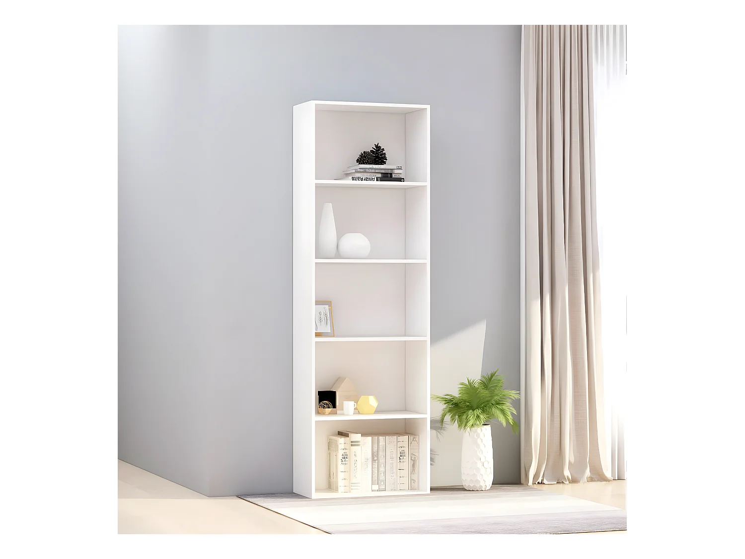 Bibliothèque à 5 niveaux Blanc 60x30x189 cm Bois d'ingénierie