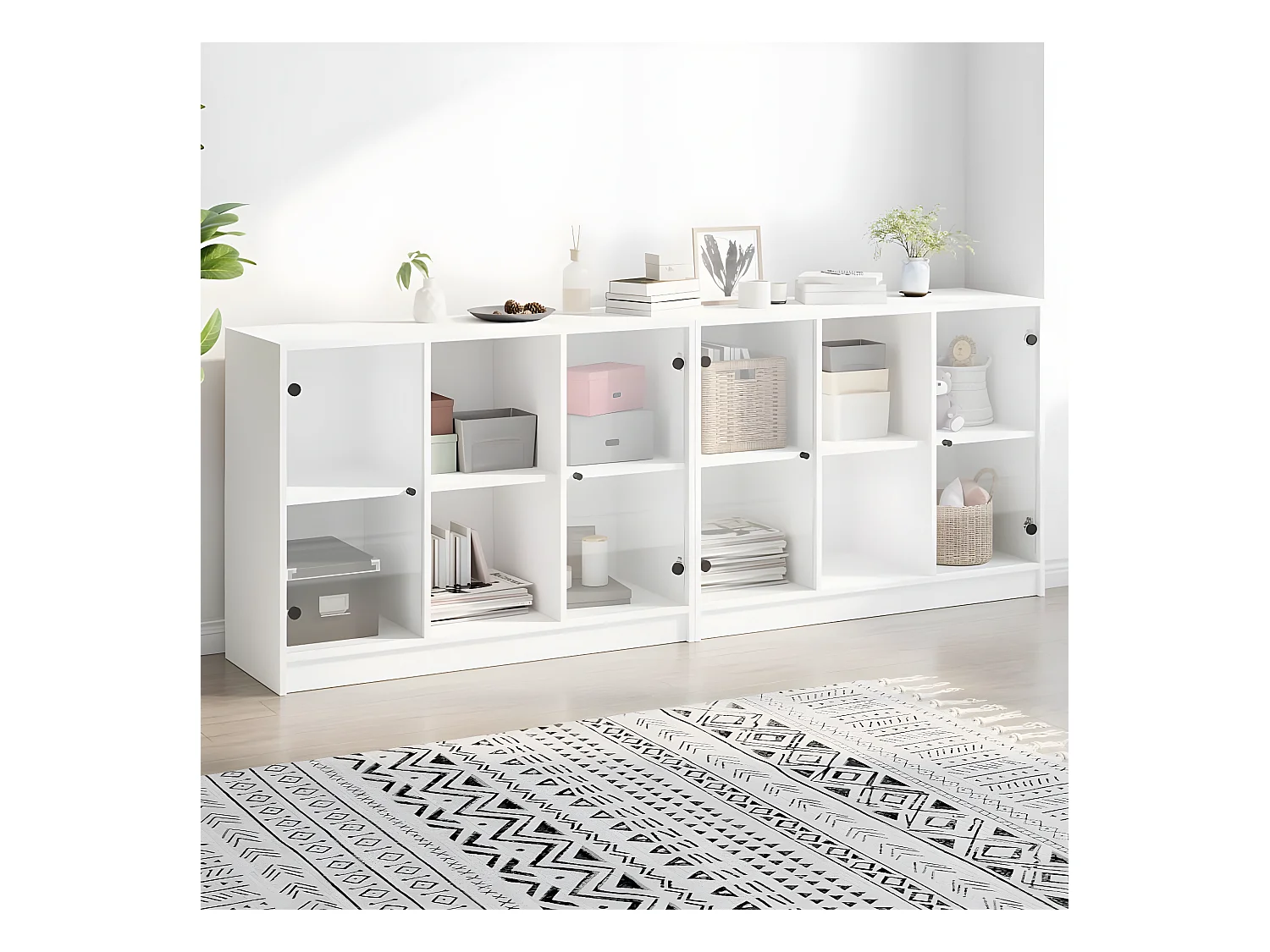 Bibliothèque avec portes blanc 204x37x75 cm bois d'ingénierie