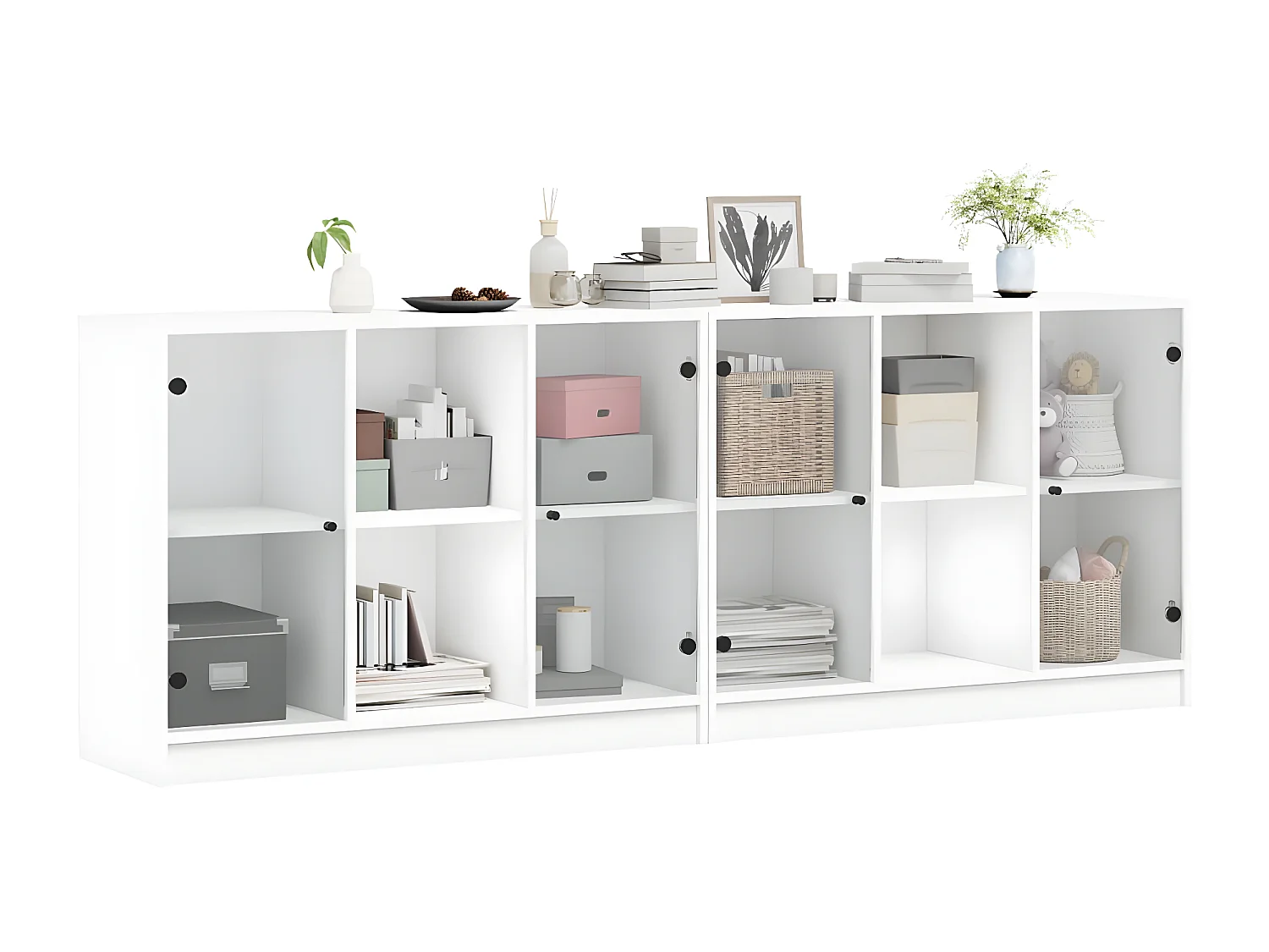 Bibliothèque avec portes blanc 204x37x75 cm bois d'ingénierie