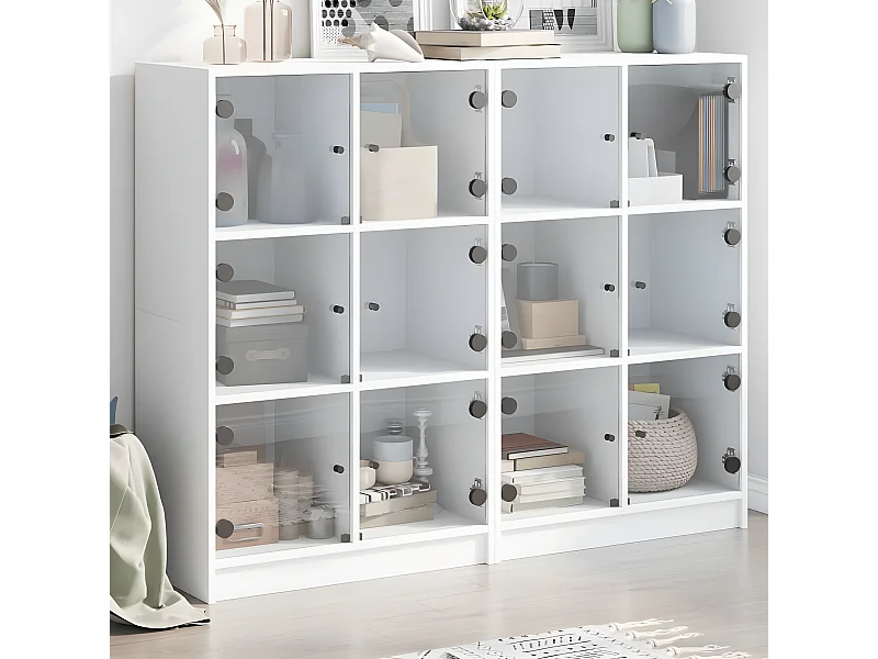 Bibliothèque avec portes blanc 136x37x109 cm bois d'ingénierie