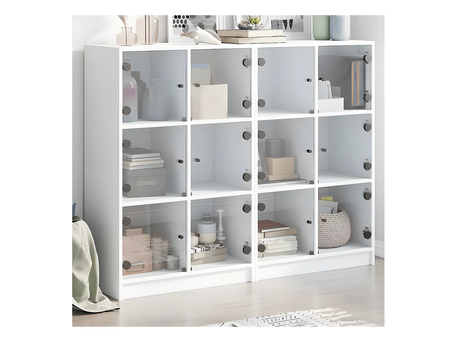 Bibliothèque avec portes blanc 136x37x109 cm bois d'ingénierie