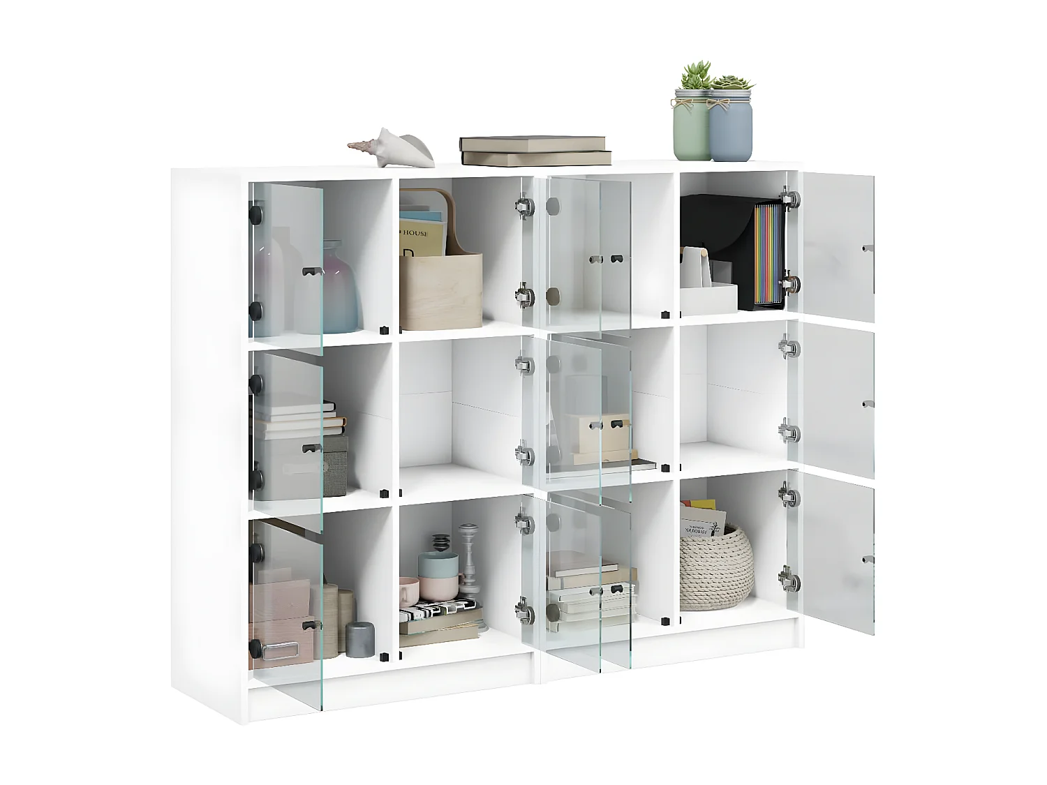 Bibliothèque avec portes blanc 136x37x109 cm bois d'ingénierie