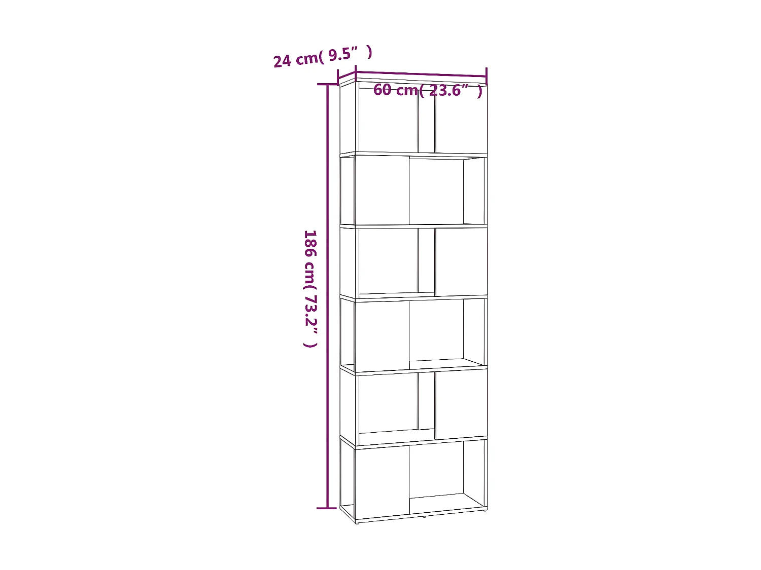 Bibliothèque/Séparateur de pièce Sonoma gris 60x24x186 cm