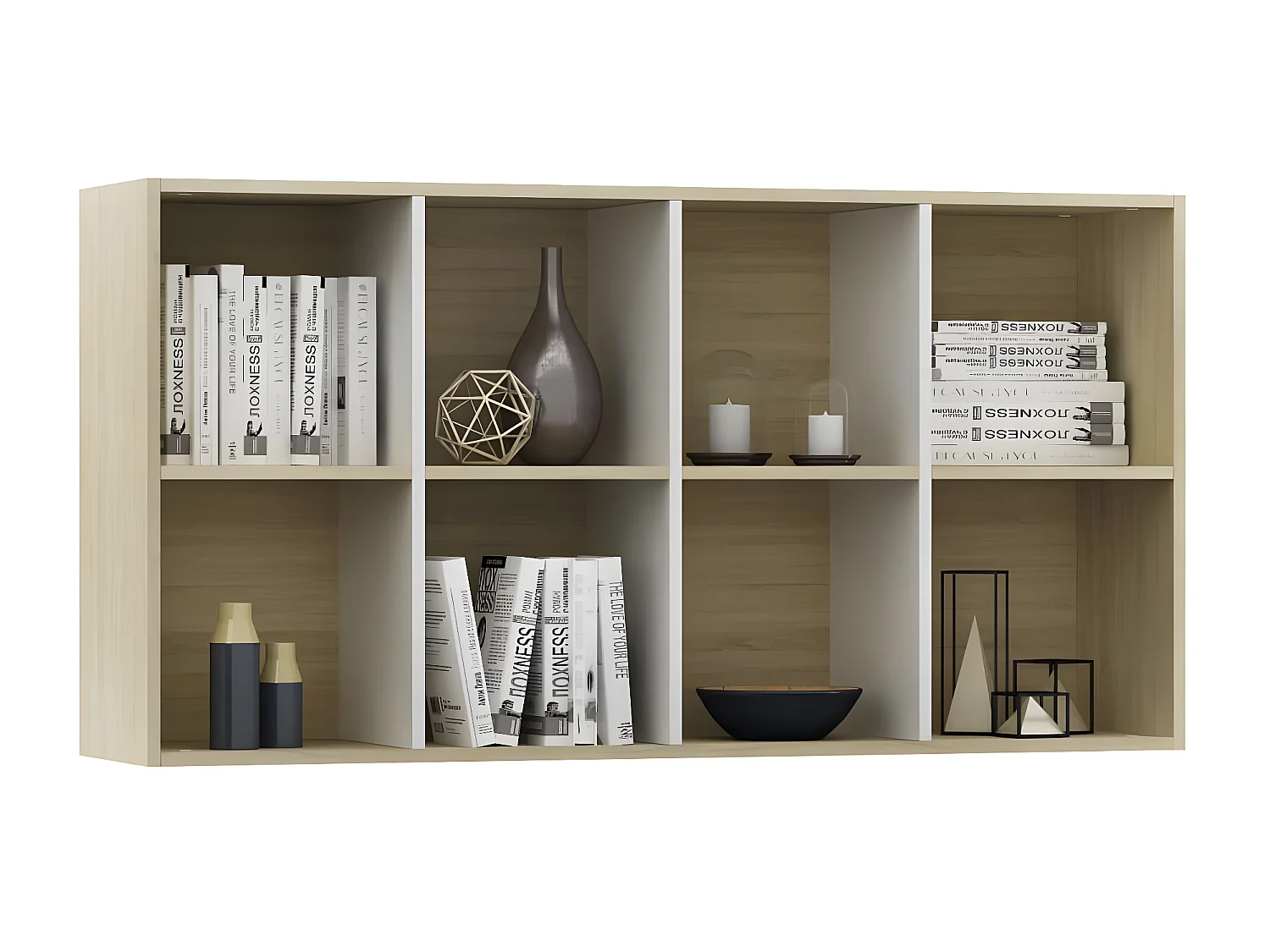 Bibliothèque/Buffet Blanc et chêne sonoma 66x30x130cm Aggloméré