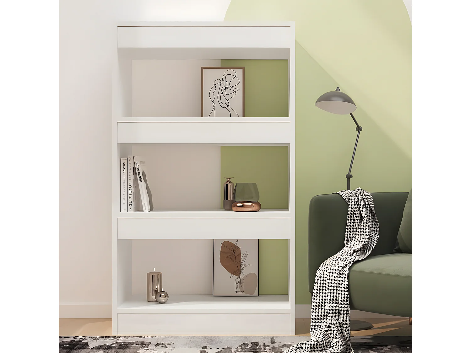 Bibliothèque/Séparateur de pièce Blanc brillant 60x30x103 cm