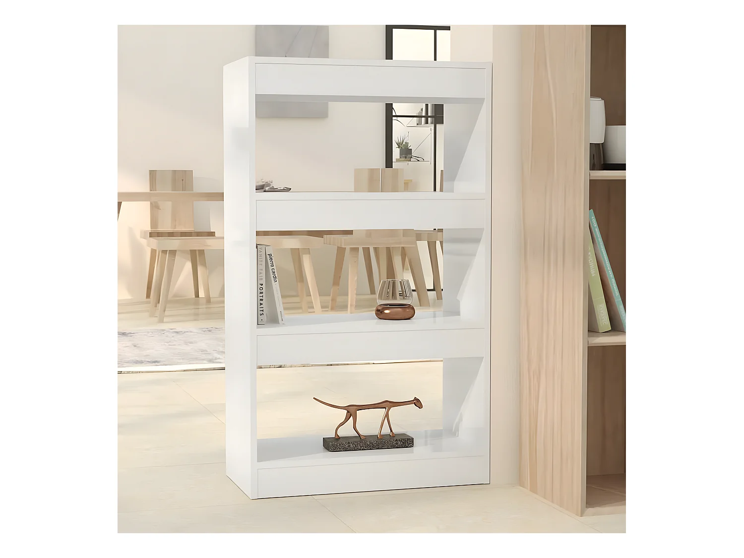 Bibliothèque/Séparateur de pièce Blanc brillant 60x30x103 cm