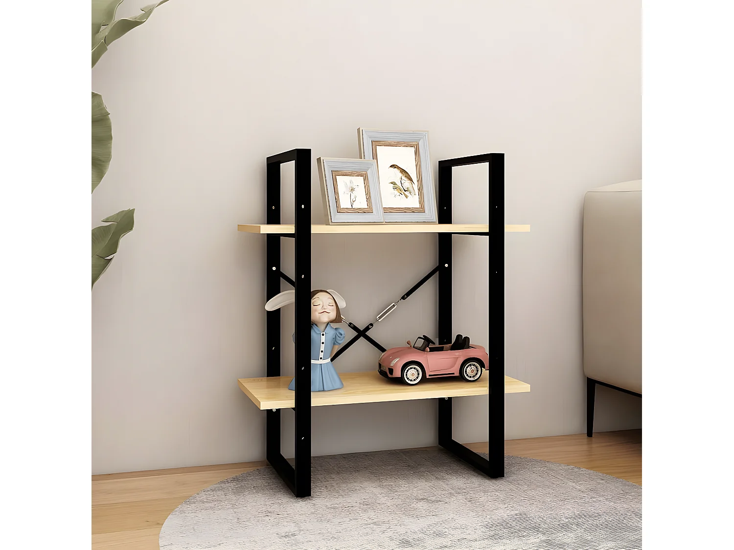 Bibliothèque à 2 niveaux 60x30x70 cm Bois de pin massif