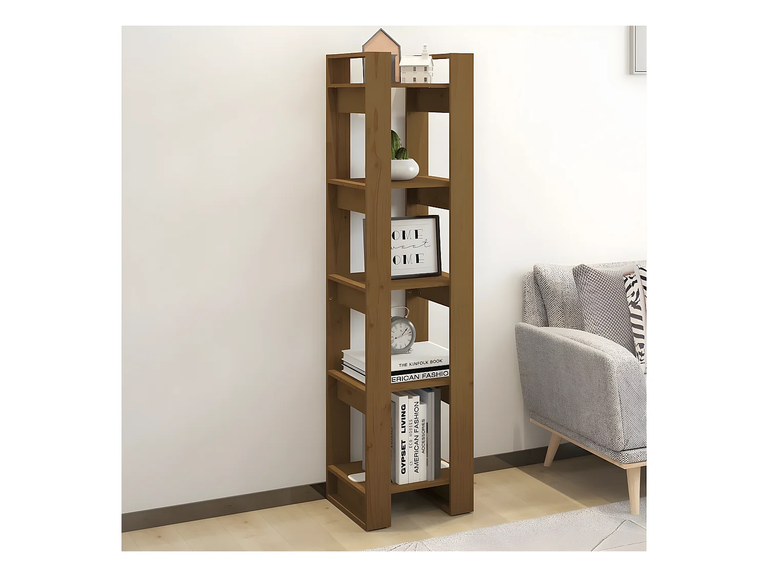 Bibliothèque/Cloison Marron miel 41x35x160 cm Pin solide