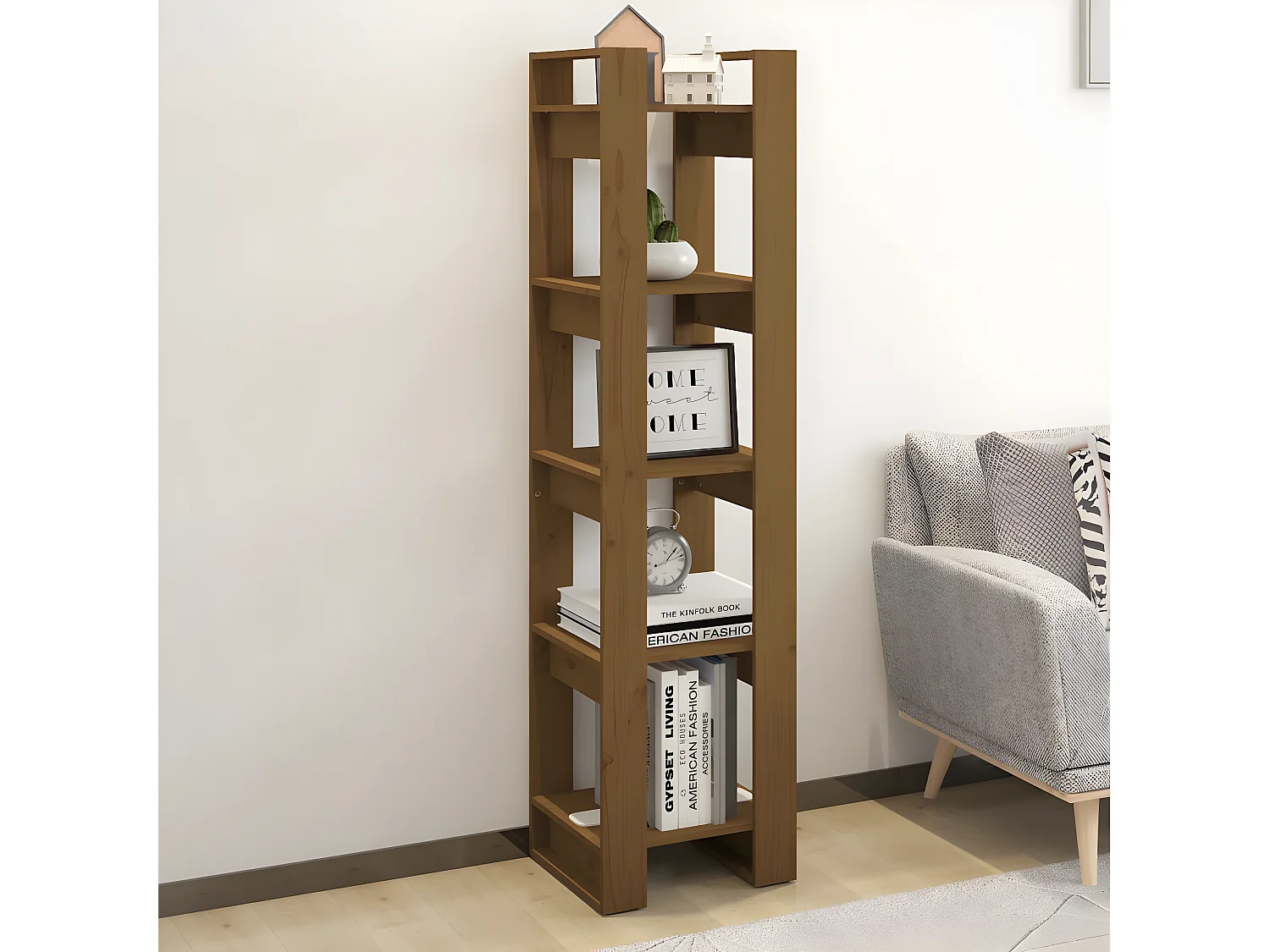 Bibliothèque/Cloison Marron miel 41x35x160 cm Pin solide